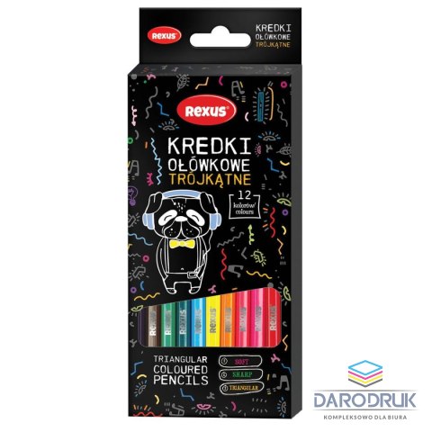 Rexus Kredki ołówkowe Rexus Teens trójkątne 12 kol. Rexus