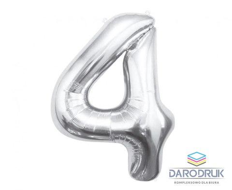 Godan Balon foliowy Cyfra 4, srebrna, 85 cm 85cal Godan (BC-HSR4)