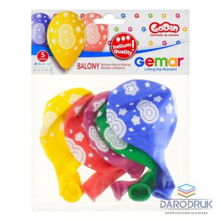 Godan Balon gumowy Premium Hel z nadrukiem 8, 13 cali/5 sztuk mix 330mm 13cal Godan (GS120/8)