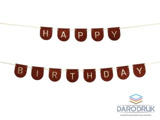 Partydeco Baner filcowy Happy Birthday Boy, brązowy, 3m Partydeco (GRLF2)
