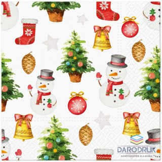 Paw Serwetki BN Snowmen Pattern mix bibuła [mm:] 330x330 Paw (TL231600)