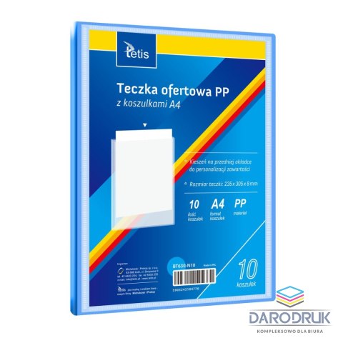 Tetis Teczka plastikowa niebieska A4 , 10 koszulek 5903242104770 A4 niebieski Tetis (BT630-N10)