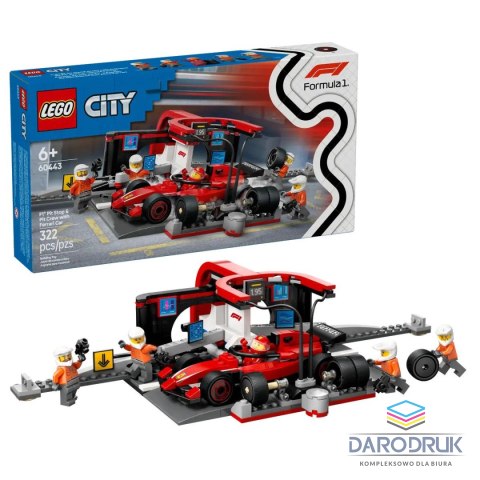 Lego Klocki konstrukcyjne City F1® Pit stop i mechanicy z bolidem Ferrari Lego (60443)