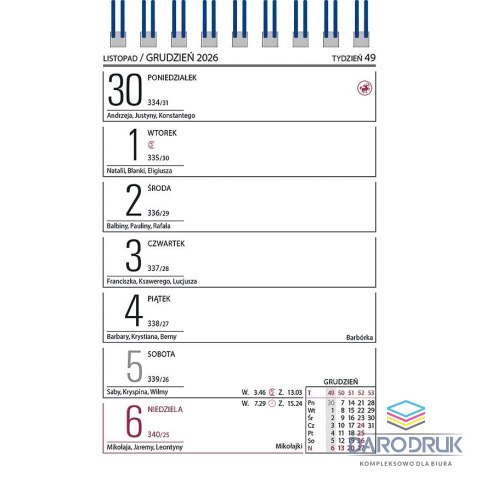 Telegraph Kalendarz biurkowy MINI ZODIAK stojący 85mm x 120mm Telegraph