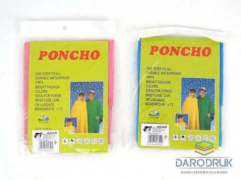 Adar Płaszcz poncho, dla dorosłych, winylowe z kapturem, mix kolorów, 100x80cm Adar (216402)