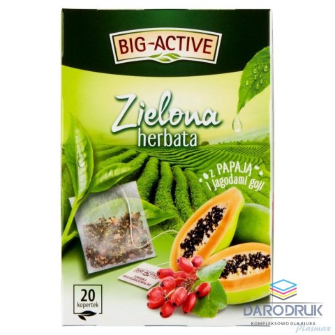 Big Active Herbata zielona papaja i jagody goji 20 saszetek Big Active