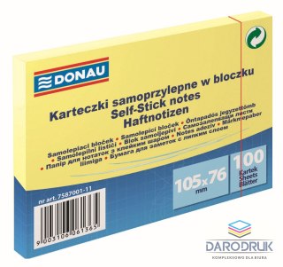 Donau Notes samoprzylepny (karteczki) żółty jasny 100k [mm:] 105x76 Donau (7587001-11)
