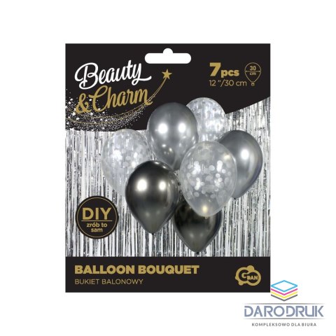 Godan Balon foliowy bukiet balonowy srebrno-grafitowy 12cal Godan (BB-SRG7)