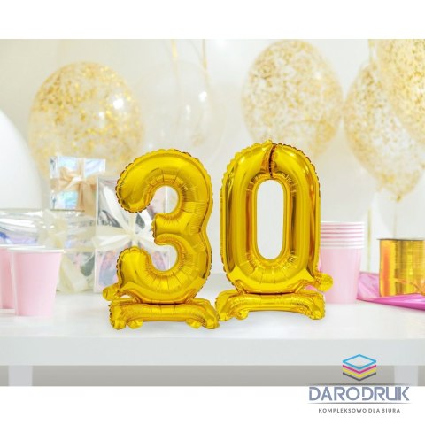 Godan Balon foliowy cyfra 0 stojąca 38cm, złota Godan (BC-AZT0)