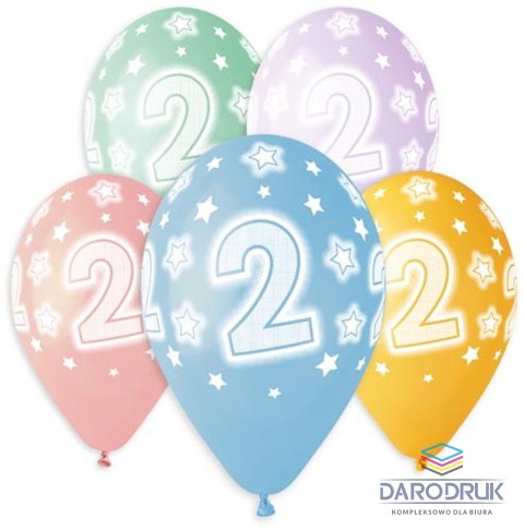 Godan Balon gumowy Premium Hel z nadrukiem 2, 13 cali/5 sztuk mix 330mm 13cal Godan (GS120/2)