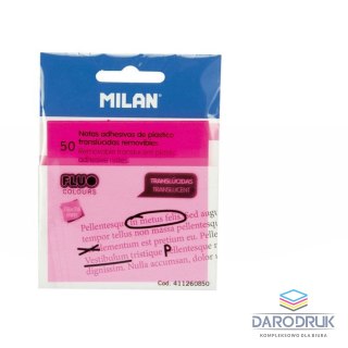 Milan Karteczki samoprzylepne przezroczyste różowe MILAN FLUO 76 x 76 mm, 50 szt.