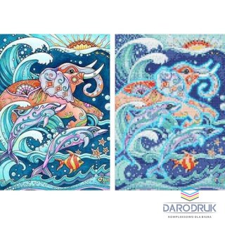 Norimpex Zestaw kreatywny Diamentowa mozaika świecąca delfin 30x40cm Norimpex (NO-1007599)