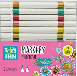 Stnux Marker specjalistyczny akrylowe 2 końcówki 12 szt. metaliczne wkład mix okrągła końcówka Stnux (STN9155)
