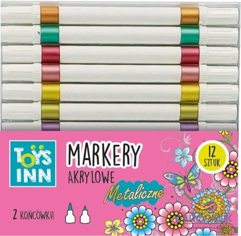 Stnux Marker specjalistyczny akrylowe 2 końcówki 12 szt. metaliczne wkład mix okrągła końcówka Stnux (STN9155)