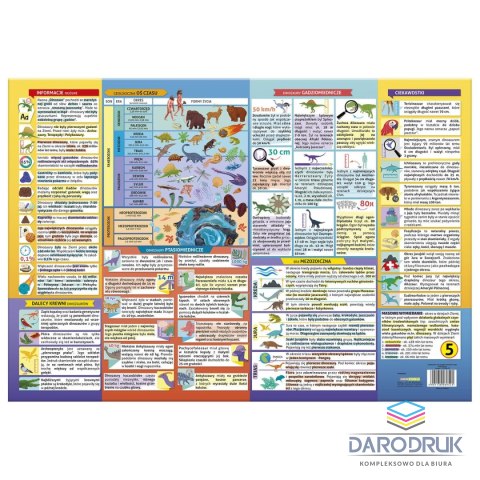Derform Podkład na biurko dinozaury biała tektura [mm:] 340x500 Derform (POEDN)