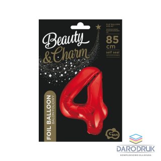 Godan Balon foliowy cyfra 4 czerwona 85cm 40cal Godan (BCHCW4)