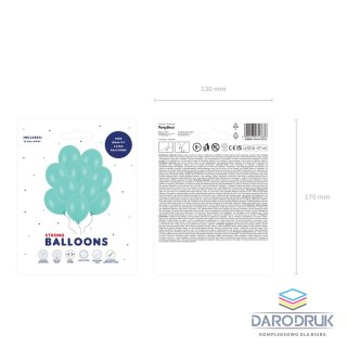 Partydeco Balon gumowy Party Deco BALONY STRONG pastelowy 10 szt zielony morski 270mm Partydeco (SB12P-103-10)