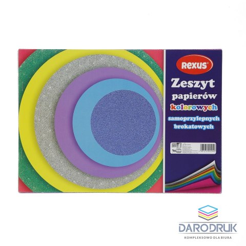 Rexus Zeszyt papierów kolorowych brokatowych samoprzylepnych A4 240g 8k [mm:] 295x210 Rexus (607831)