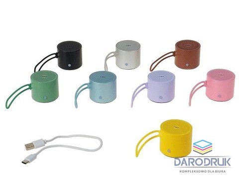 Adar Głośnik metalowy 4,6x4cm z kablem do ładowania USB, moc 3W mix Adar (609976)