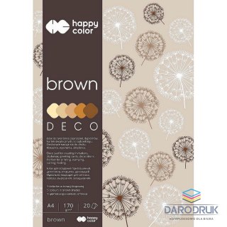 Happy Color Zeszyt papierów kolorowych Deco Brown A4 170g 20k [mm:] 210x297 Happy Color (HA 3717 2030-072)