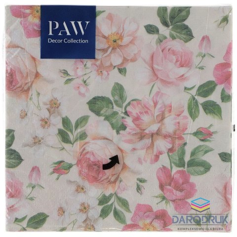 Paw Serwetki Lunch Roses Glory (cream) mix bibuła [mm:] 330x330 Paw (SDL127611)