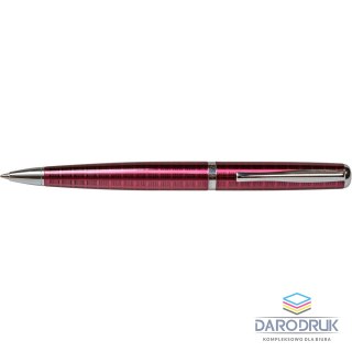 Titanum Długopis obrotowy 10B1-DC Titanum metalowy różowy w kratkę srebrne wykończenie niebieski wkład 0,7 mm