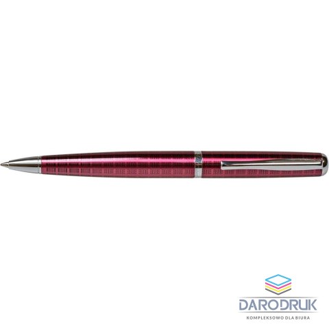 Titanum Długopis obrotowy 10B1-DC Titanum metalowy różowy w kratkę srebrne wykończenie niebieski wkład 0,7 mm