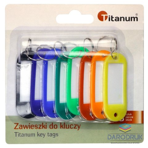 Titanum PLASTIKOWE ZAWIESZKI DO KLUCZY 8SZT MIX KOLORÓW NA BLISTRZE