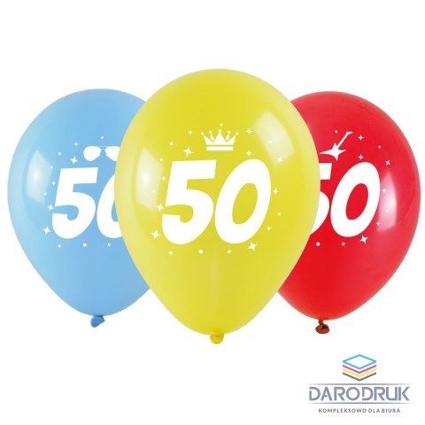 Arpex Balon gumowy z nadrukiem cyferki - 50 (3 szt.) mix 280mm Arpex (KB2020-50-9944)