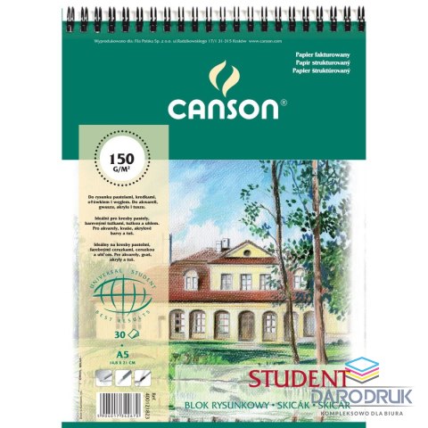 Canson Blok rysunkowy Student A5 biały 200g 50k Canson (400121823)