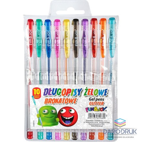 Fun&Joy Długopis żelowy brokatowy 10 kolorów wkład mix 1,0mm Fun&Joy (FJ-MR10)