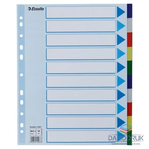Esselte Przekładka czysta maxi A4 mix kolorów 10k [mm:] 225x297 Esselte (15267)