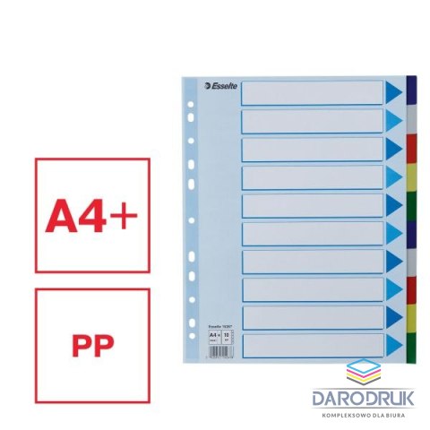 Esselte Przekładka czysta maxi A4 mix kolorów 10k [mm:] 225x297 Esselte (15267)