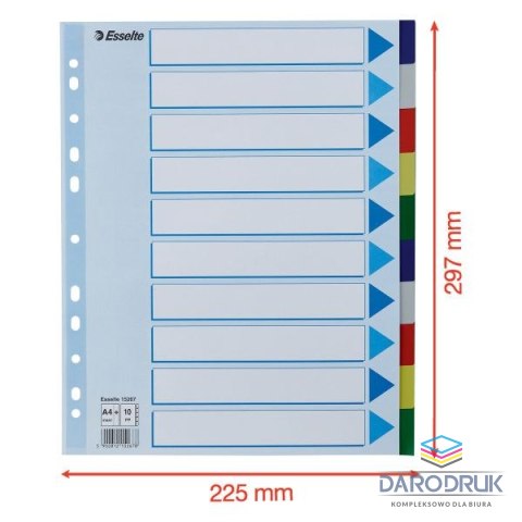 Esselte Przekładka czysta maxi A4 mix kolorów 10k [mm:] 225x297 Esselte (15267)