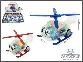 Hipo Helikopter przeźroczysty zębatki 15cm ze światłem 2-kolory Hipo (H13392)