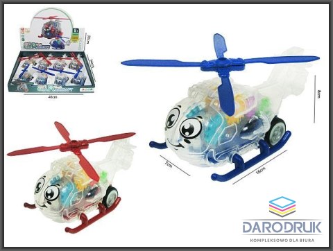 Hipo Helikopter przeźroczysty zębatki 15cm ze światłem 2-kolory Hipo (H13392)