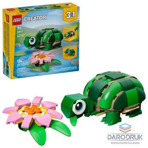 Lego Klocki konstrukcyjne Creator 3w1 Żółw i kwiat lilii wodnej Lego (31377)