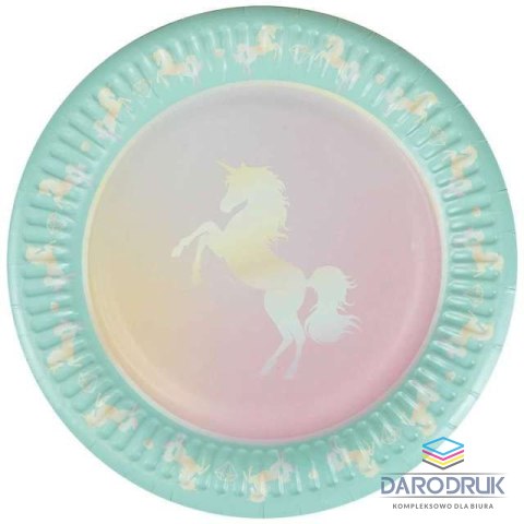 Arpex Talerz jednorazowy jednorożec papier śr. 180mm 8 szt Arpex (DC2044F)