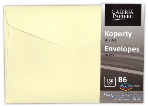 Galeria Papieru Koperta B6 pearl kremowy beżowa Galeria Papieru (280841) 10 sztuk