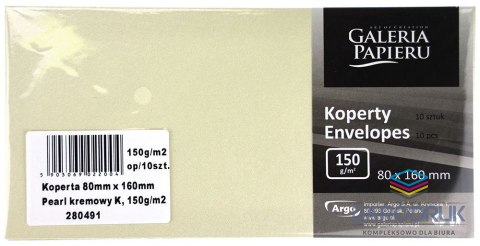 Galeria Papieru Koperta pearl kremowy kremowa [mm:] 80x160 Galeria Papieru (280491) 10 sztuk