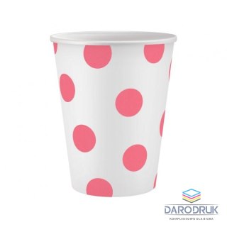 Godan Kubek jednorazowy Groszki różowe 6szt. papier 250ml Godan (PW-KPGR)
