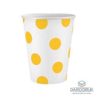 Godan Kubek jednorazowy Groszki żółte 6szt. papier 250ml Godan (PW-KPGZ)
