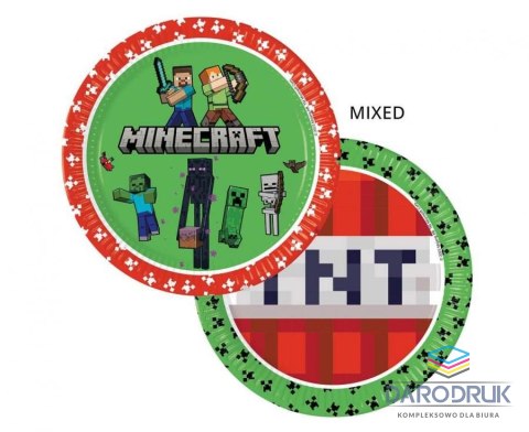 Godan Talerz jednorazowy Minecraft papier śr. 230mm 8 szt Godan (95441)