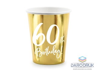 Partydeco Kubek jednorazowy 60th Birthday, złoty (1 op. / 6 szt.) papier 220ml Partydeco (KPP73-60-019M)