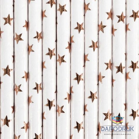 Partydeco Słomka papierowe, jasne różowe złoto, 19.5cm 10 szt Partydeco (SPP5M-019RJ)
