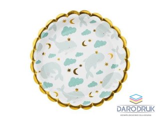 Partydeco Talerz jednorazowy Wieloryby papier śr. 180mm 6 szt Partydeco (TPP78)