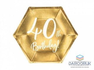 Partydeco Talerz jednorazowy złoty 40 urodziny papier śr. 200mm 6 szt Partydeco (TPP73-40-019M)
