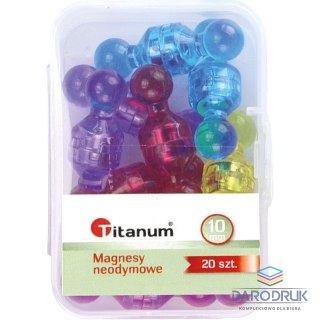 Titanum Magnes pinezki tablicowe 10 mm neodymowe mix śr. 10mm Titanum 20 sztuk
