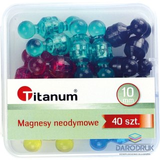 Titanum Magnes pinezki tablicowe 10 mm neodymowe mix śr. 10mm Titanum 40 sztuk