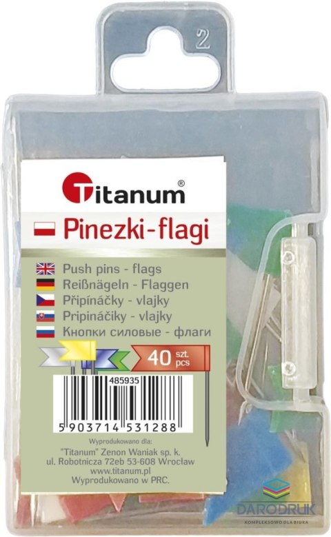 Titanum Pinezki plastikowe flagi kolor: mix 40 szt Titanum